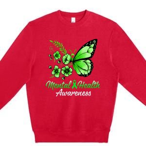 Mental Health Awareness Butterfly Premium Crewneck Sweatshirt