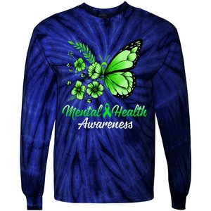 Mental Health Awareness Butterfly Tie-Dye Long Sleeve Shirt