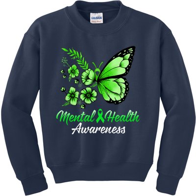 Mental Health Awareness Butterfly Kids Sweatshirt