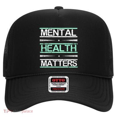 Mental Health Awareness Stigma High Crown Mesh Back Trucker Hat