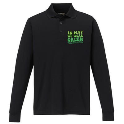 Mental Health Awareness In May We Wear Green Performance Long Sleeve Polo