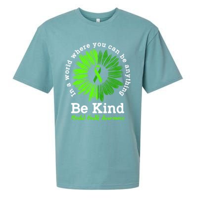 Mental Health Awareness Month Be Kind Green Ribbon Sunflower Gift Sueded Cloud Jersey T-Shirt