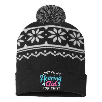 My Hearing Aid Deaf Pride Humor Funny Hard Of Hearing Deaf USA-Made Snowflake Beanie