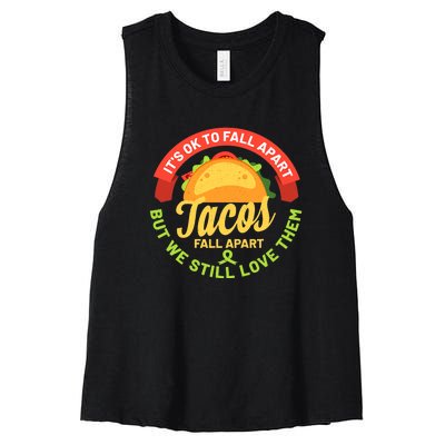 Mental Health Awareness Month Funny Tacos Fall Apart Be Kind Women's Racerback Cropped Tank