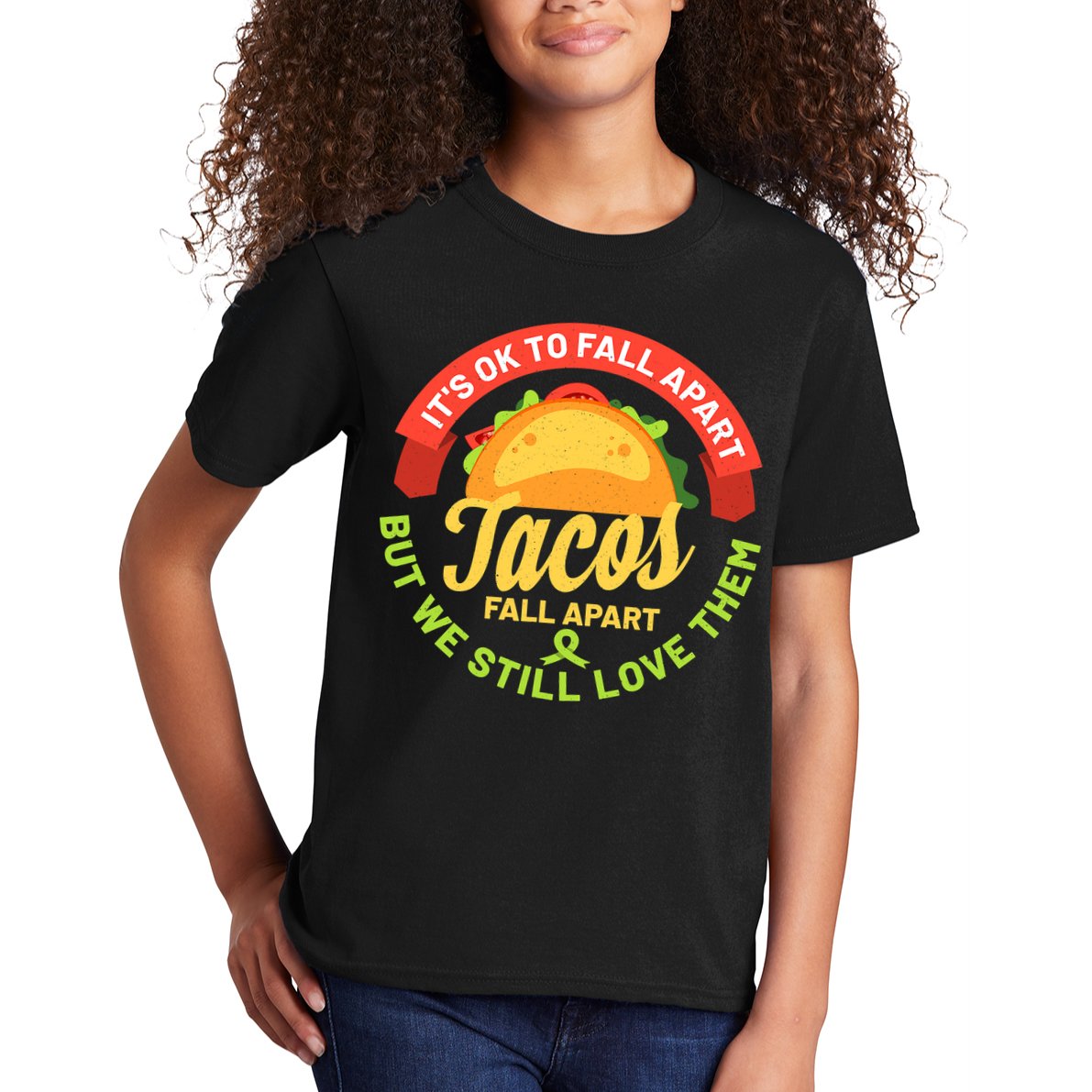 Mental Health Awareness Month Funny Tacos Fall Apart Be Kind Kids T-Shirt