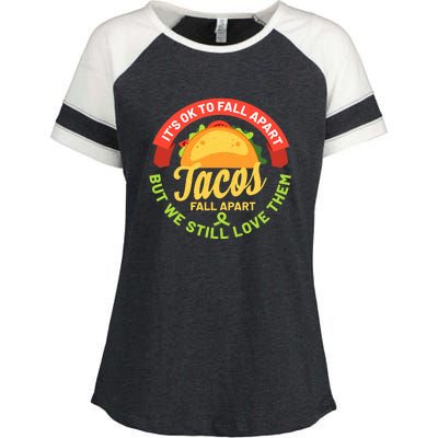 Mental Health Awareness Month Funny Tacos Fall Apart Be Kind Enza Ladies Jersey Colorblock Tee