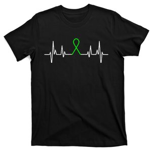 Mental Health Awareness Month Green Ribbon Heartbeat T-Shirt