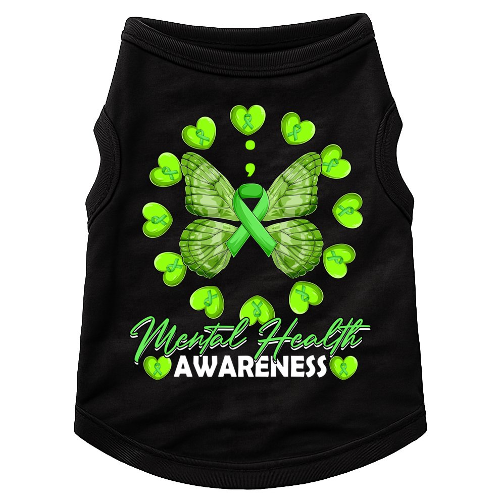 Mental Health Awareness Month Heart Love Butterfly Gift Doggie Tank