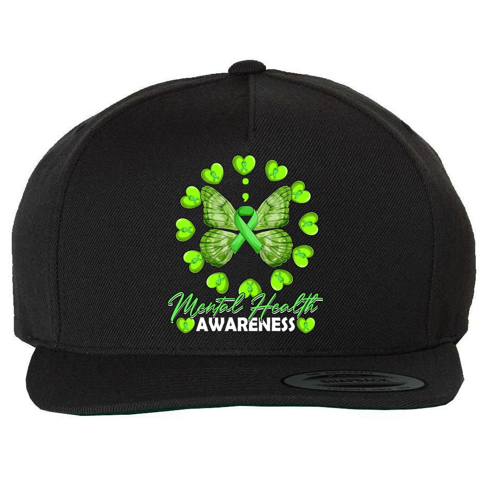 Mental Health Awareness Month Heart Love Butterfly Gift Wool Snapback Cap