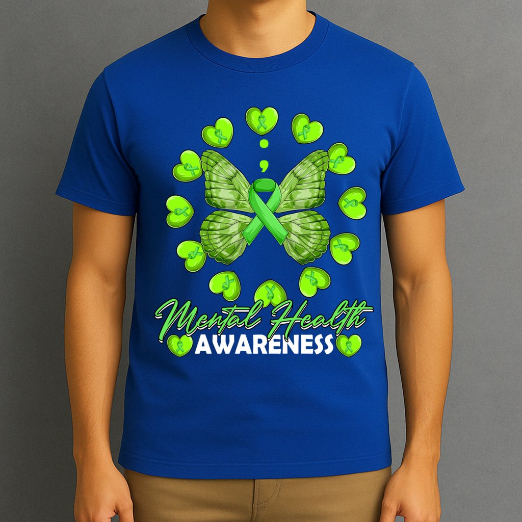 Mental Health Awareness Month Heart Love Butterfly Gift T-Shirt