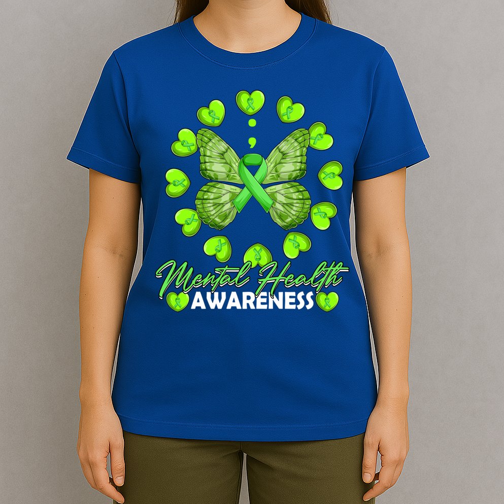 Mental Health Awareness Month Heart Love Butterfly Gift T-Shirt