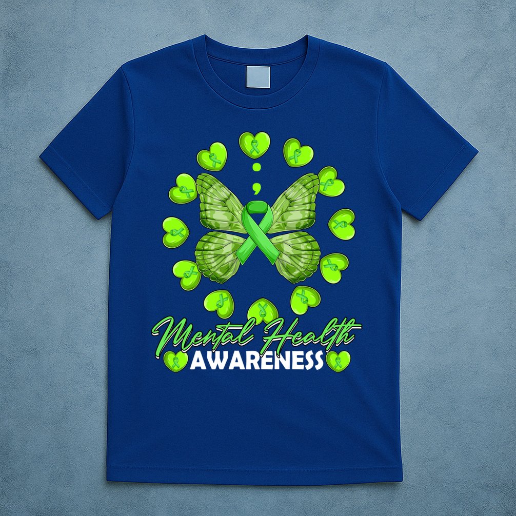 Mental Health Awareness Month Heart Love Butterfly Gift T-Shirt