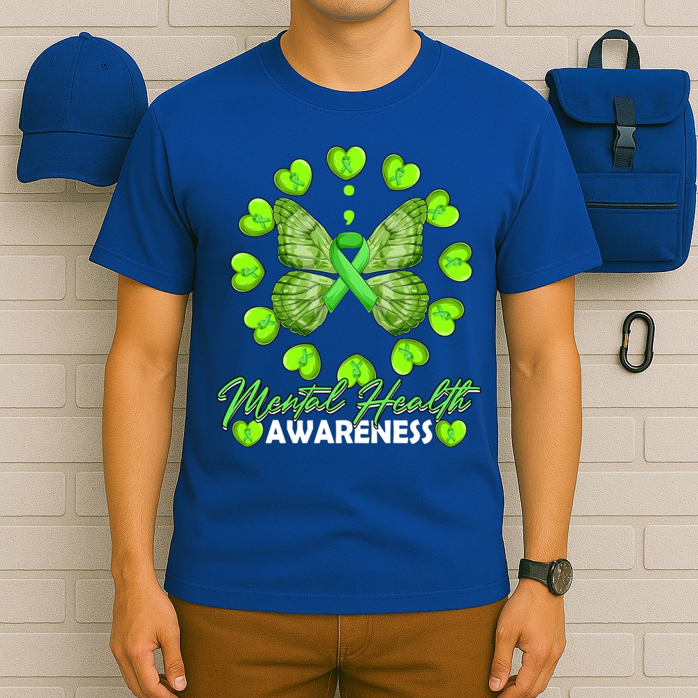 Mental Health Awareness Month Heart Love Butterfly Gift T-Shirt