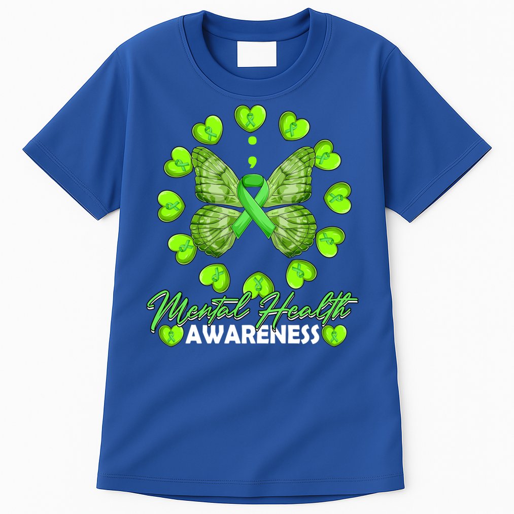 Mental Health Awareness Month Heart Love Butterfly Gift Tall T-Shirt
