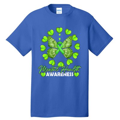 Mental Health Awareness Month Heart Love Butterfly Gift Tall T-Shirt