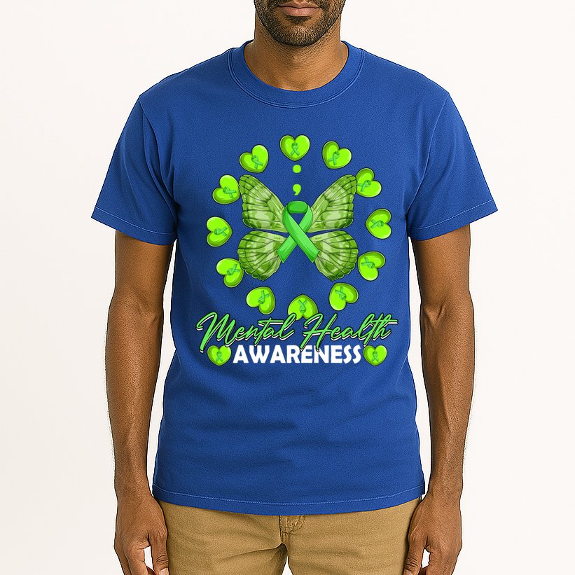 Mental Health Awareness Month Heart Love Butterfly Gift Tall T-Shirt