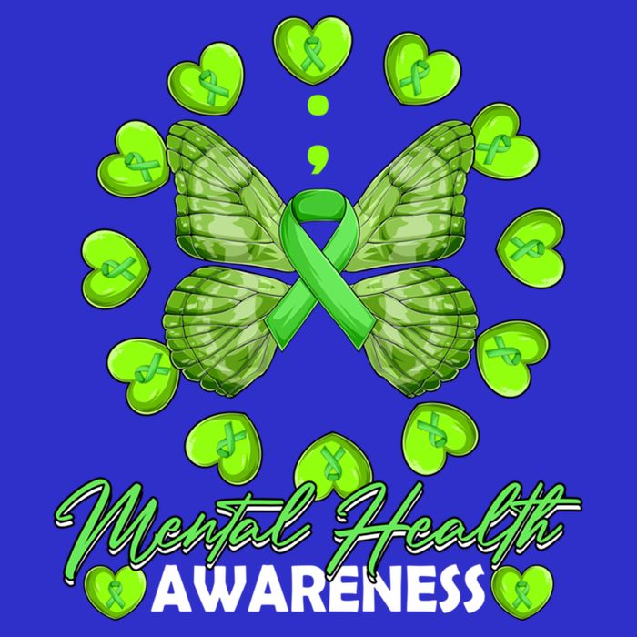 Mental Health Awareness Month Heart Love Butterfly Gift Tall T-Shirt