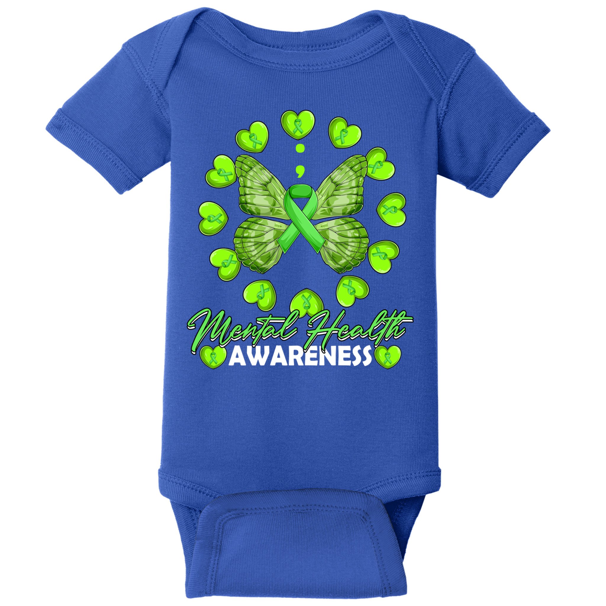 Mental Health Awareness Month Heart Love Butterfly Gift Baby Bodysuit