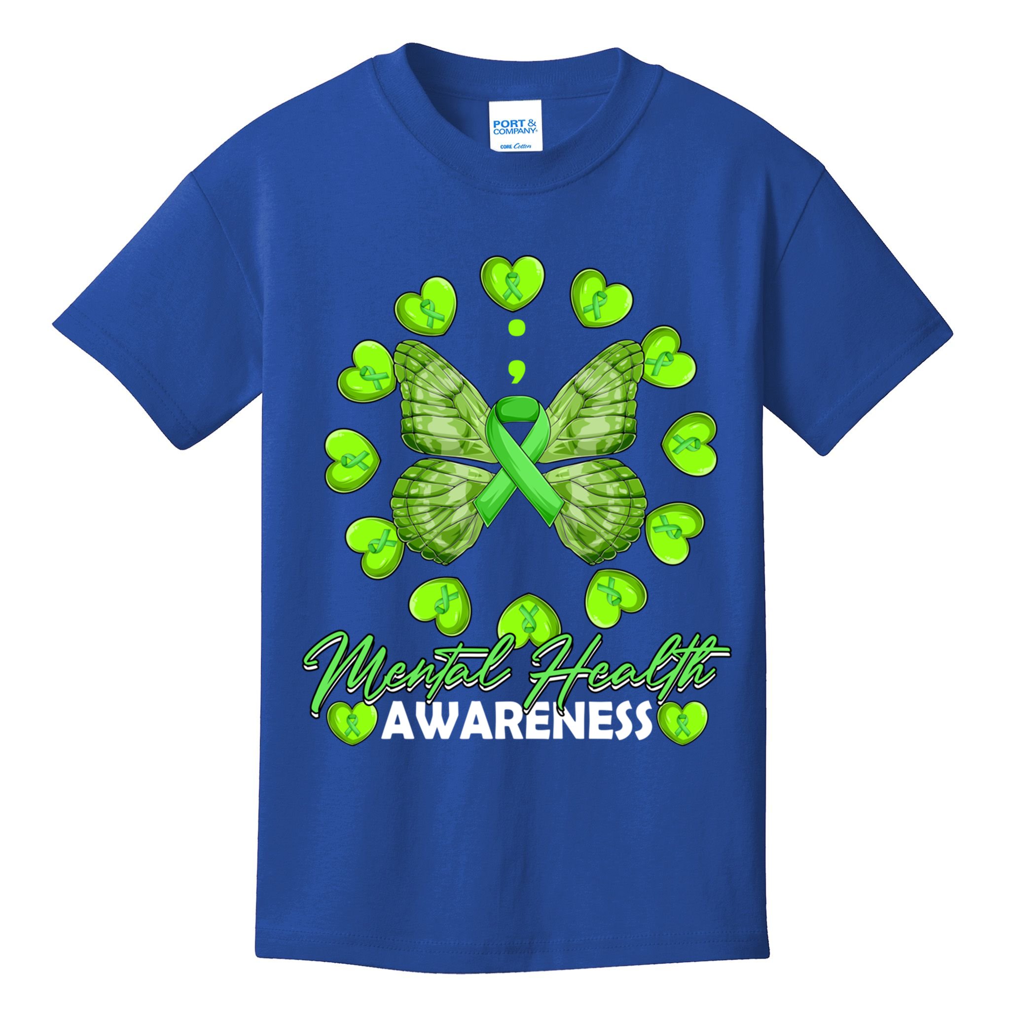 Mental Health Awareness Month Heart Love Butterfly Gift Kids T-Shirt