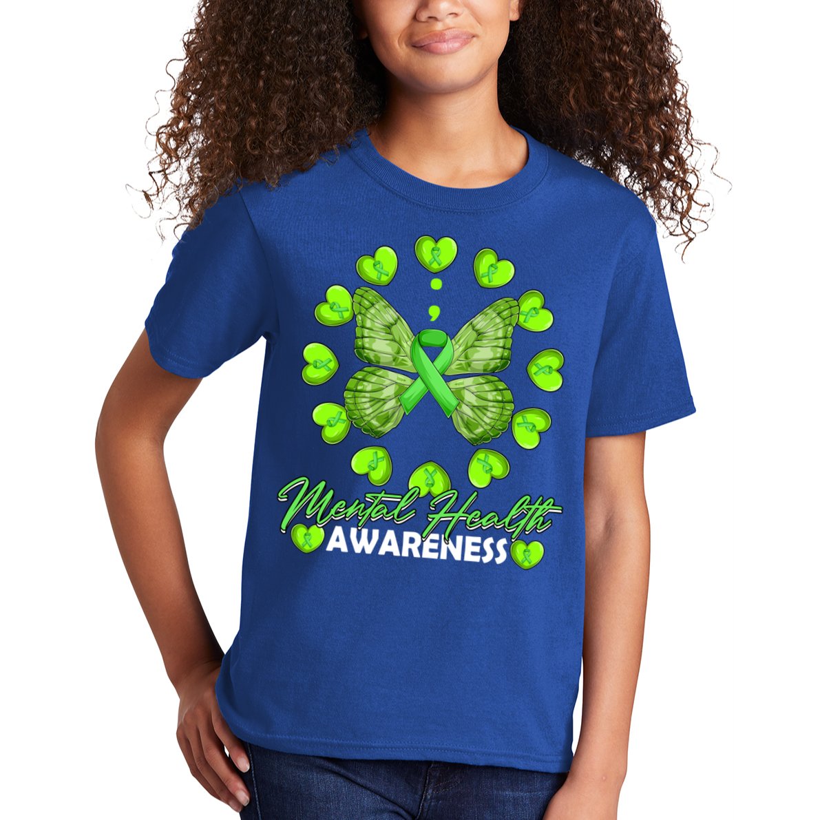 Mental Health Awareness Month Heart Love Butterfly Gift Kids T-Shirt