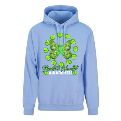 Mental Health Awareness Month Heart Love Butterfly Gift Unisex Surf Hoodie