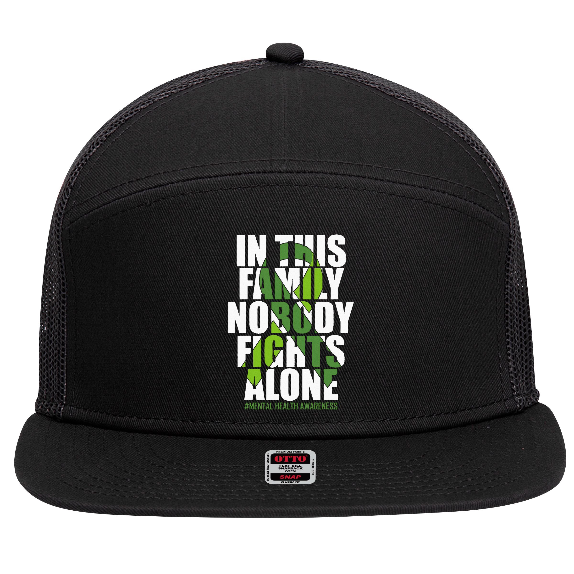 Mental Health Awareness Ribbon Family You Matter Kindness 7 Panel Mesh Trucker Snapback Hat