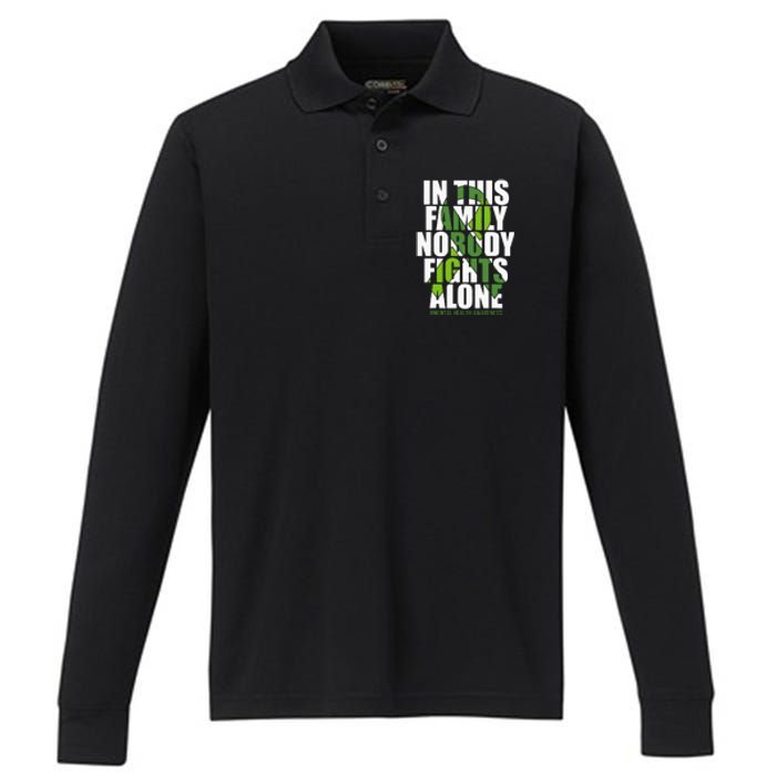 Mental Health Awareness Ribbon Family You Matter Kindness Performance Long Sleeve Polo