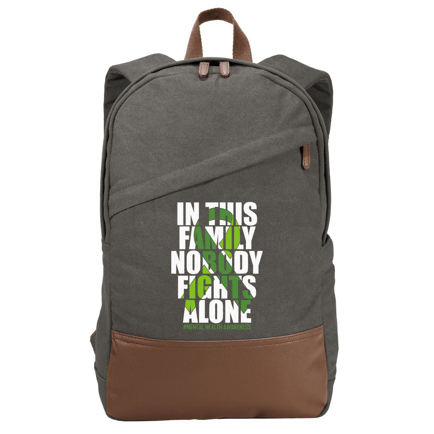 Mental Health Awareness Ribbon Family You Matter Kindness Cotton Canvas Backpack