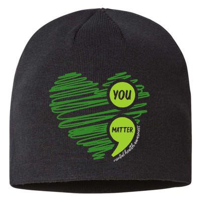 Mental Health Awareness Heart Wear Green For Mental Health Sustainable Beanie