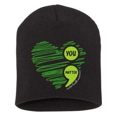 Mental Health Awareness Heart Wear Green For Mental Health Short Acrylic Beanie