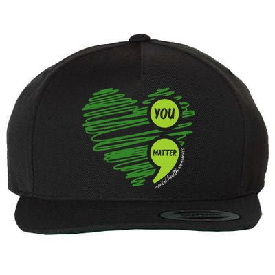 Mental Health Awareness Heart Wear Green For Mental Health Wool Snapback Cap