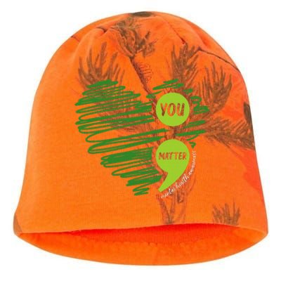 Mental Health Awareness Heart Wear Green For Mental Health Kati - Camo Knit Beanie