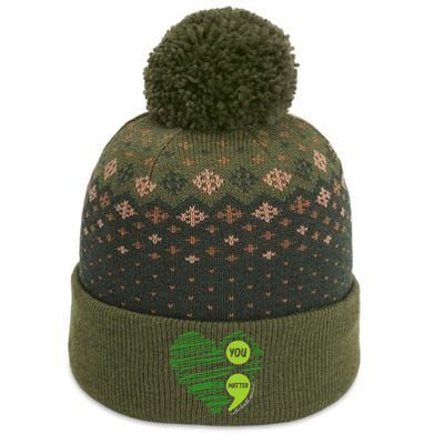 Mental Health Awareness Heart Wear Green For Mental Health The Baniff Cuffed Pom Beanie