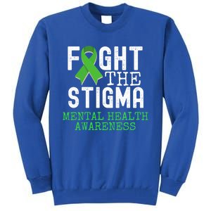 Mental Health Awareness Month Fight He Stigma Green Ribbon Gift Tall Sweatshirt