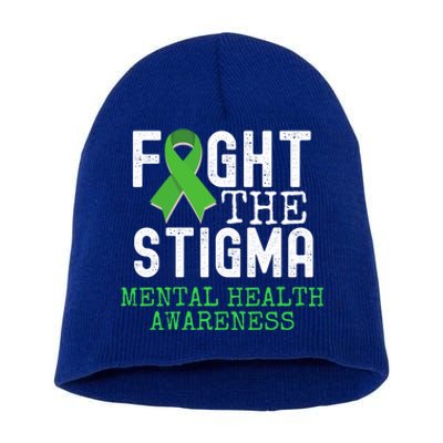 Mental Health Awareness Month Fight He Stigma Green Ribbon Gift Short Acrylic Beanie