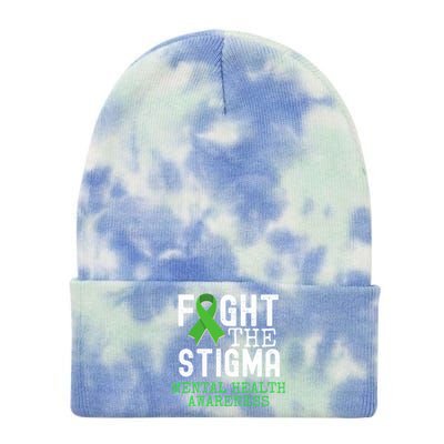 Mental Health Awareness Month Fight He Stigma Green Ribbon Gift Tie Dye 12in Knit Beanie