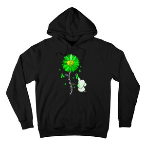 Mental Health Awareness Sunflower Green Ribbon Elephant Hoodie