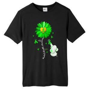 Mental Health Awareness Sunflower Green Ribbon Elephant Tall Fusion ChromaSoft Performance T-Shirt