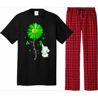 Mental Health Awareness Sunflower Green Ribbon Elephant Pajama Set