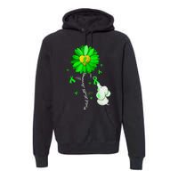 Mental Health Awareness Sunflower Green Ribbon Elephant Premium Hoodie