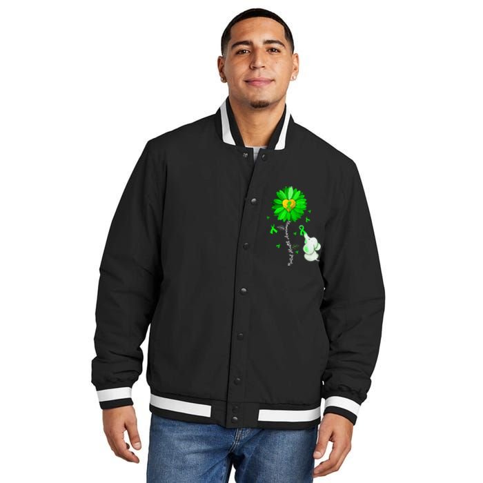 Mental Health Awareness Sunflower Green Ribbon Elephant Insulated Varsity Jacket