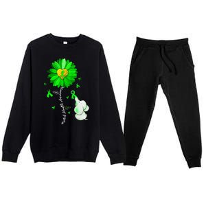 Mental Health Awareness Sunflower Green Ribbon Elephant Premium Crewneck Sweatsuit Set