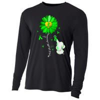 Mental Health Awareness Sunflower Green Ribbon Elephant Cooling Performance Long Sleeve Crew