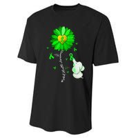 Mental Health Awareness Sunflower Green Ribbon Elephant Performance Sprint T-Shirt