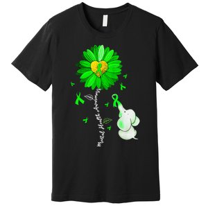 Mental Health Awareness Sunflower Green Ribbon Elephant Premium T-Shirt