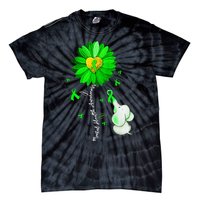 Mental Health Awareness Sunflower Green Ribbon Elephant Tie-Dye T-Shirt