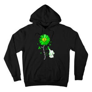 Mental Health Awareness Sunflower Green Ribbon Elephant Tall Hoodie