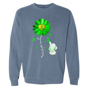 Mental Health Awareness Sunflower Green Ribbon Elephant Garment-Dyed Sweatshirt