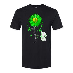 Mental Health Awareness Sunflower Green Ribbon Elephant Softstyle CVC T-Shirt