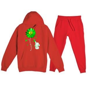 Mental Health Awareness Sunflower Green Ribbon Elephant Premium Hooded Sweatsuit Set